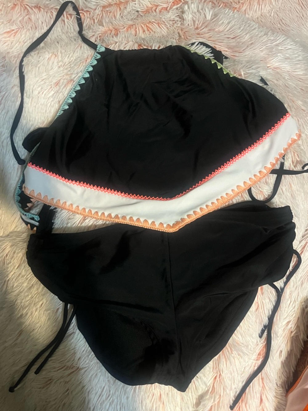 Hobie Black Bikini with White and Neon Trim